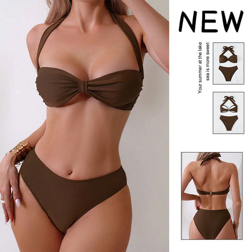Women's Bandeau Bikini Set with Elegant Knot Design StylebySassy