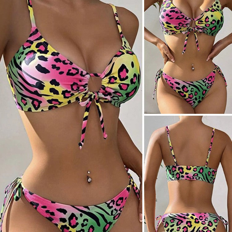 Women's triangle bikini with funky animal print and adjustable straps StylebySassy