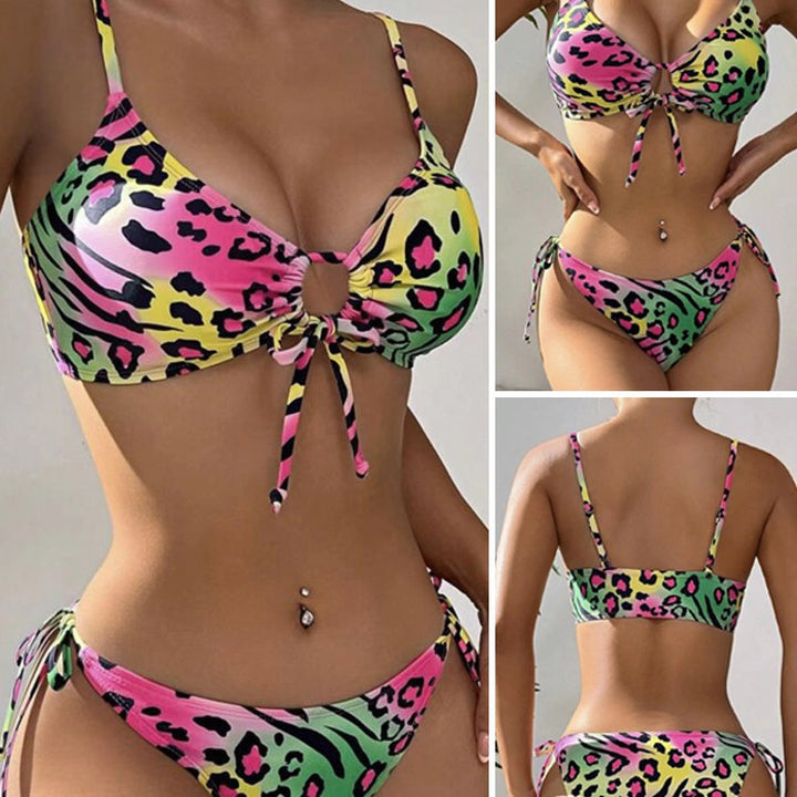 Women's triangle bikini with funky animal print and adjustable straps StylebySassy