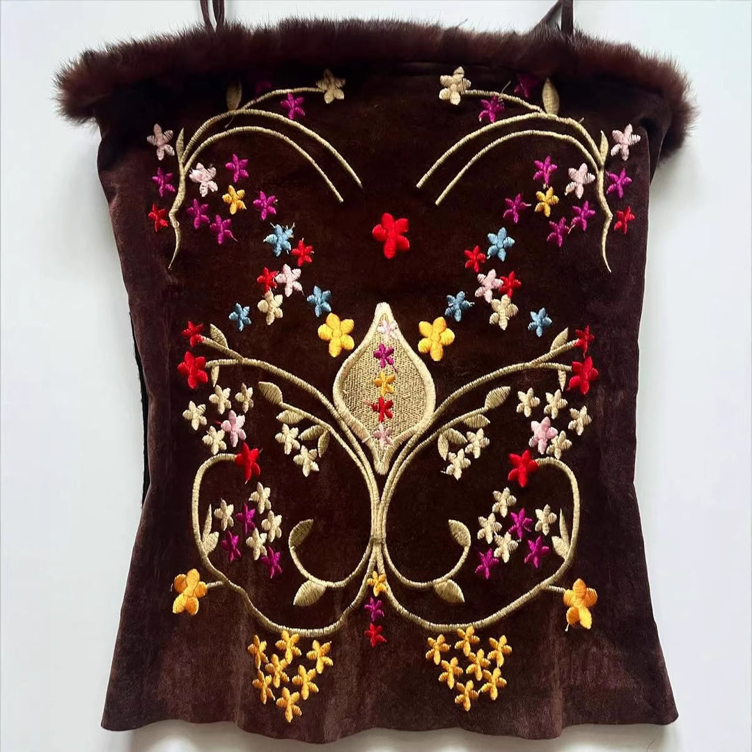 Ladies Velvet Blouse Top with Floral Embroidery StylebySassy