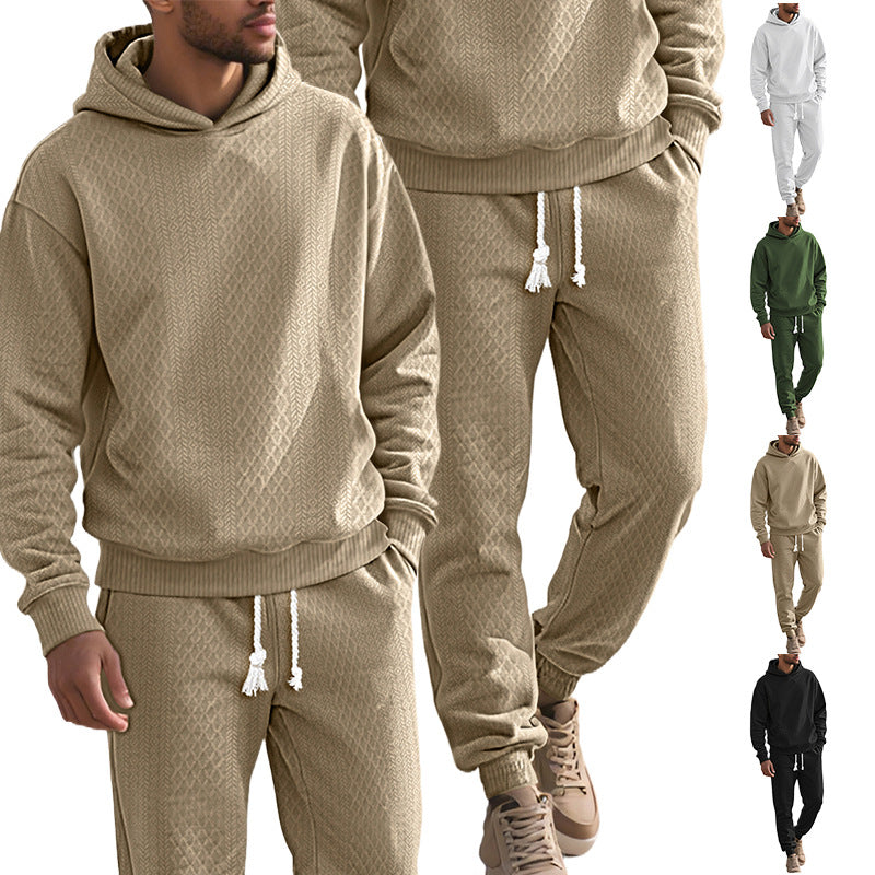 Men's structured velour tracksuit with hoodie and drawstring pants StylebySassy