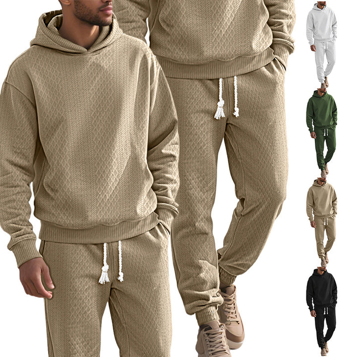 Men's structured velour tracksuit with hoodie and drawstring pants StylebySassy