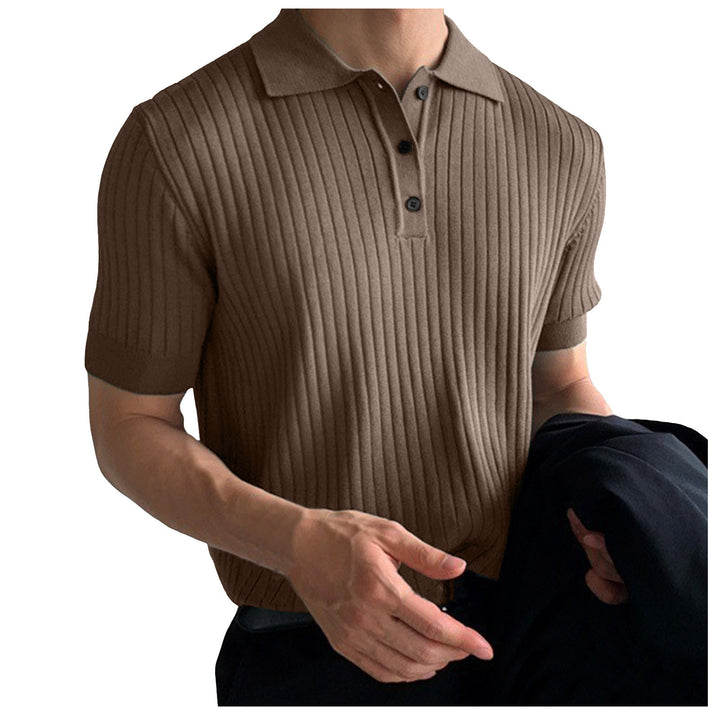 Men's narrow-cut ribbed polo shirt made of fine knit with short sleeves and polo collar StylebySassy