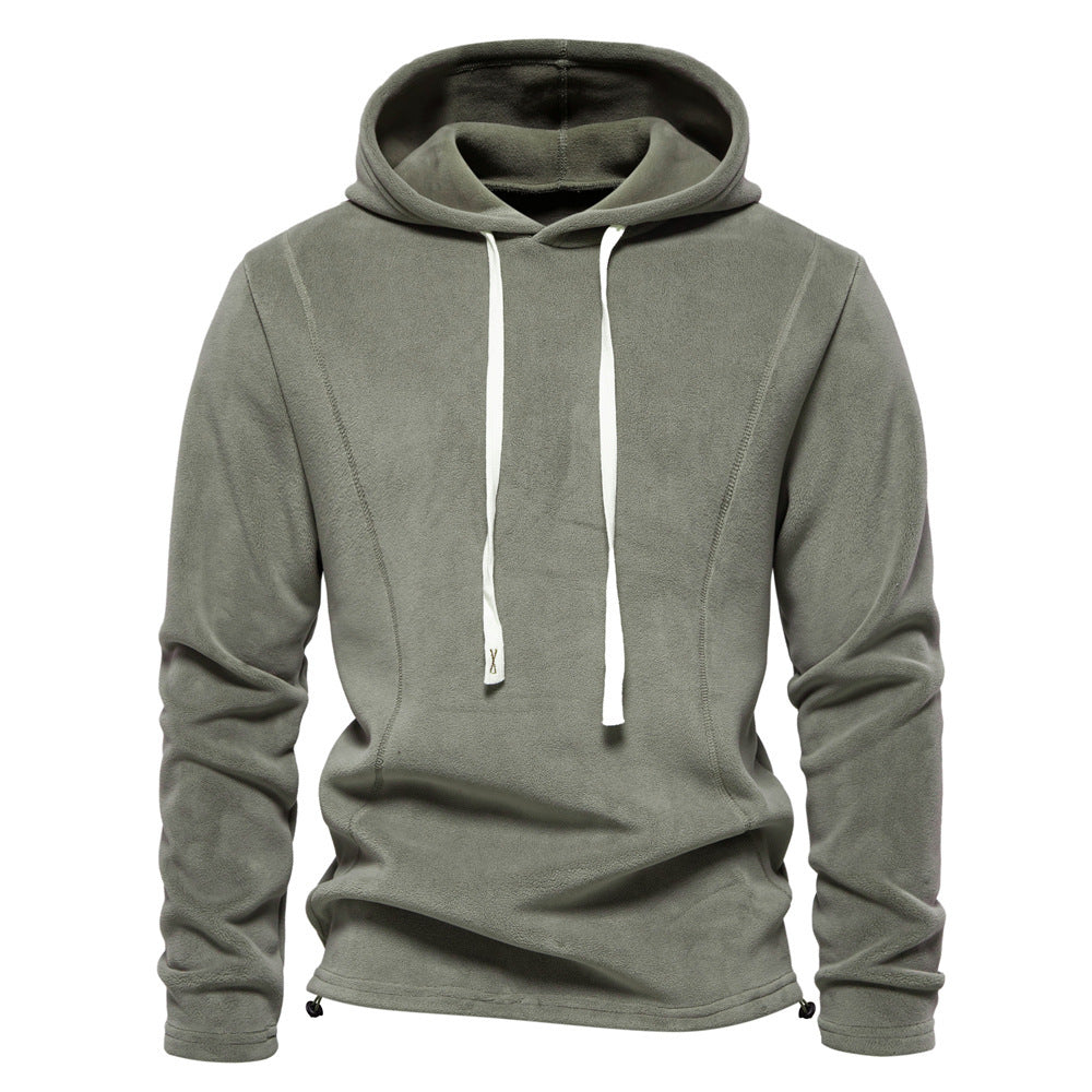 Men's lightweight fleece pullover with short zipper and stand-up collar StylebySassy