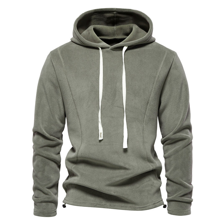 Men's lightweight fleece pullover with short zipper and stand-up collar StylebySassy