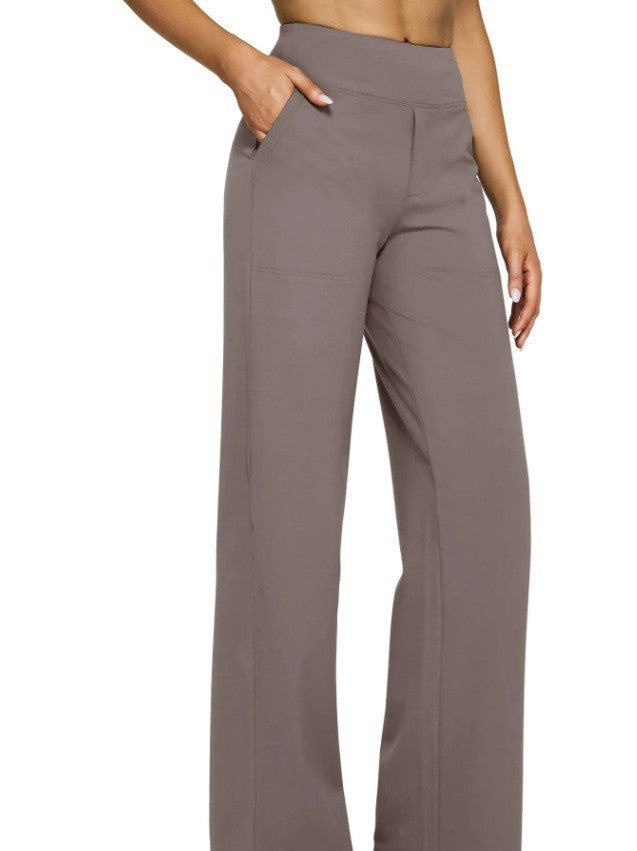 Women's flowing high-waist pants with extra wide leg, elastic comfort waistband and side pockets StylebySassy