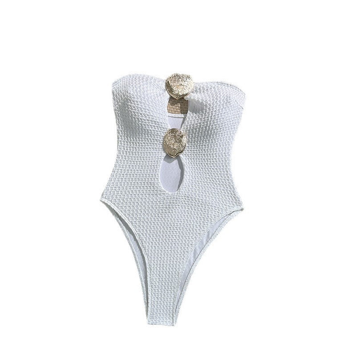 Women's one-piece swimsuit with sophisticated cut-out design and elegant fastenings StylebySassy