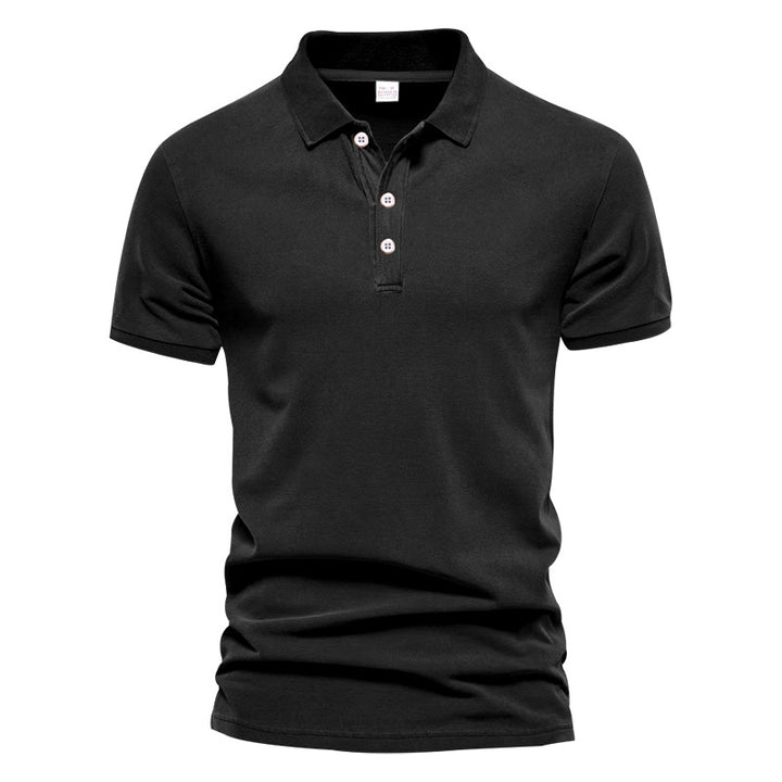 Men's breathable cotton polo shirt short sleeves with classic collar and ribbed cuffs StylebySassy