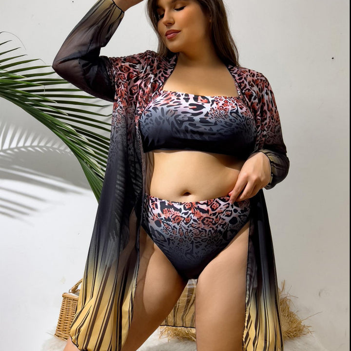 Women's bikini set with elegant wrap skirt and trendy leopard pattern StylebySassy