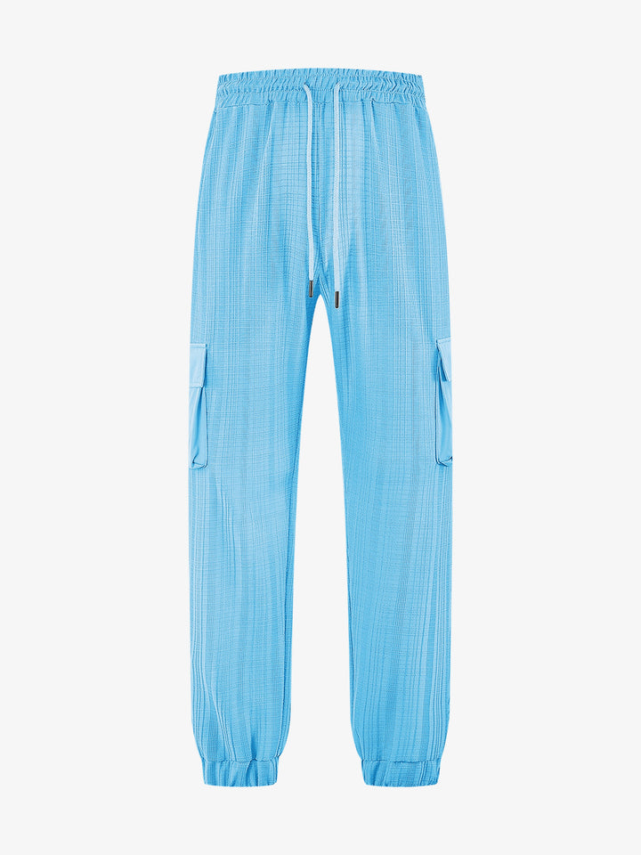 Men's Glencheck Cargo Jogging Pants with Drawstring Waistband and Elastic Ankle Closures StylebySassy