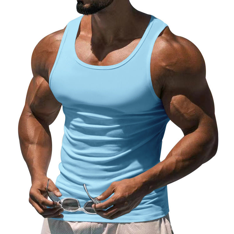 Men's figure-hugging functional tank top with high armholes and stretch jersey StylebySassy