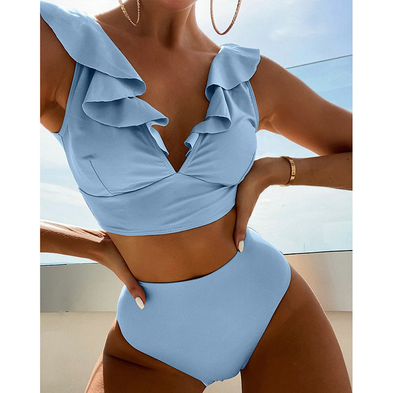 Women's bikini set with voluminous ruffle details and high-cut briefs StylebySassy