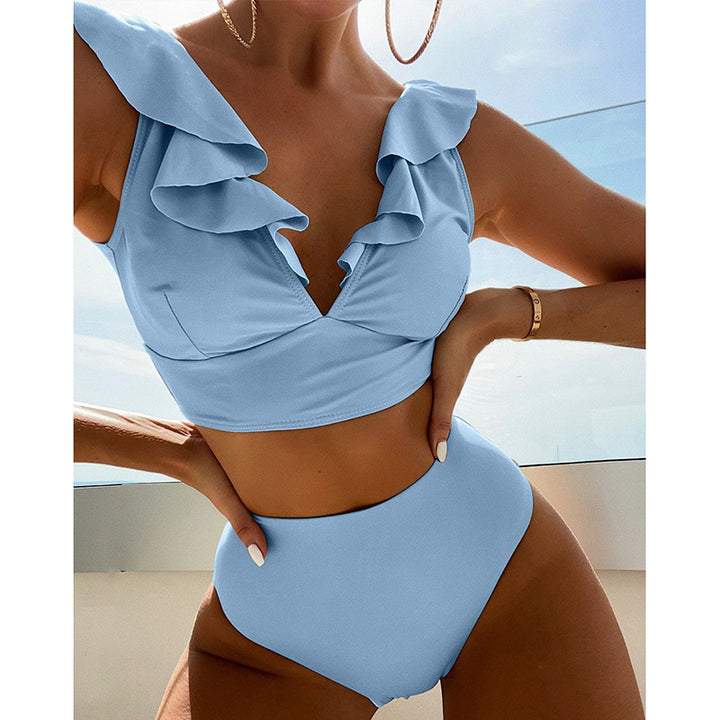 Women's bikini set with voluminous ruffle details and high-cut briefs StylebySassy