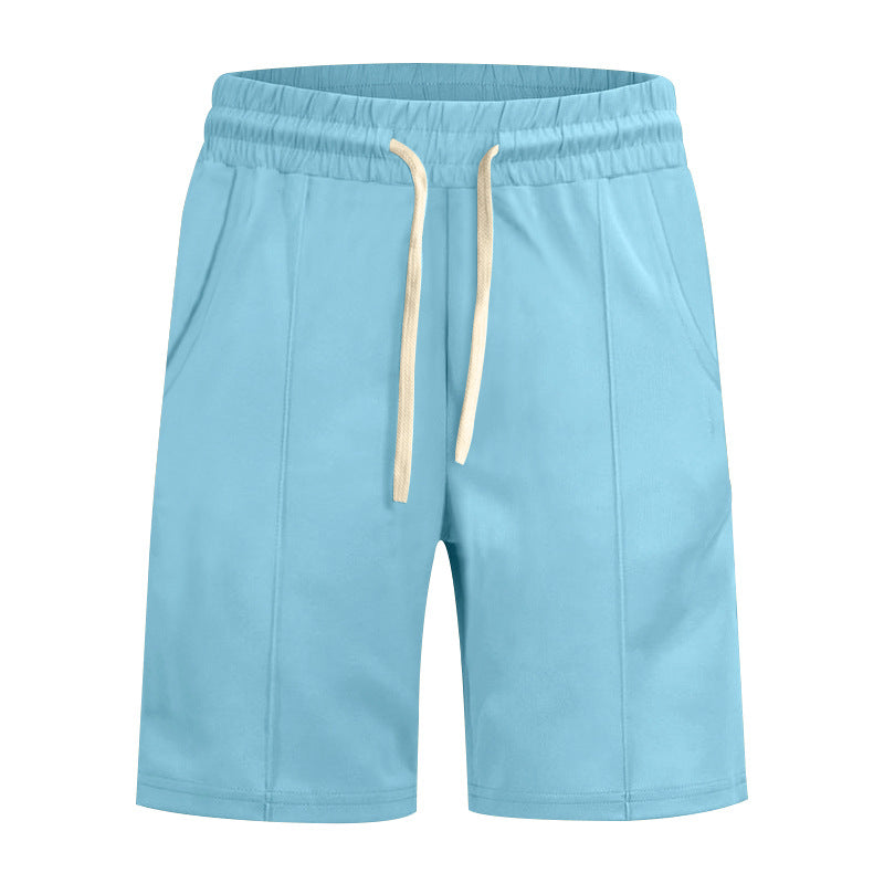 Men's short leisure pants made of cotton blend with elastic waistband and drawstring StylebySassy