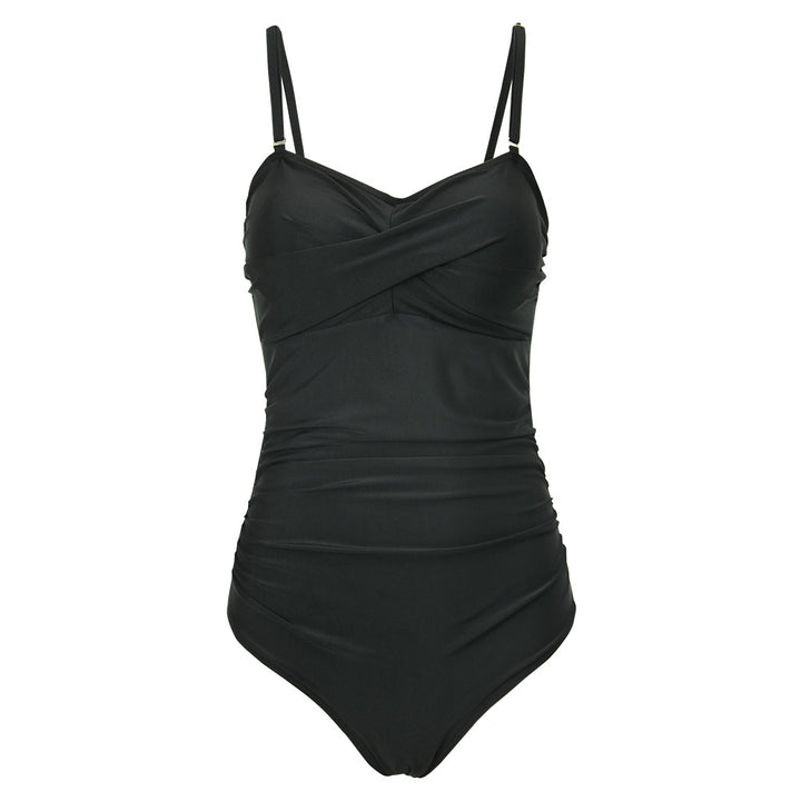 Women One-Piece Wrap Swimsuit with Striped Pattern StylebySassy