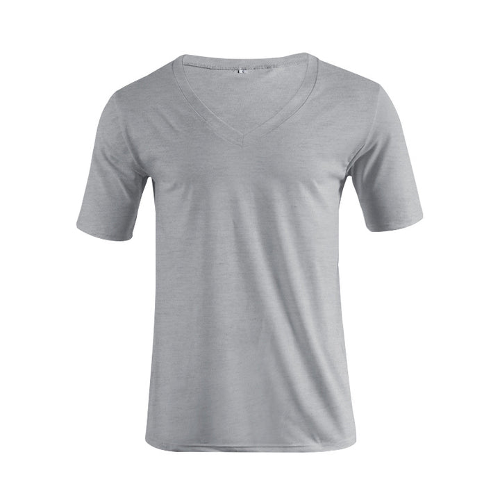 Men's V-neck T-shirt made of fine jersey with slim silhouette and flat seams StylebySassy