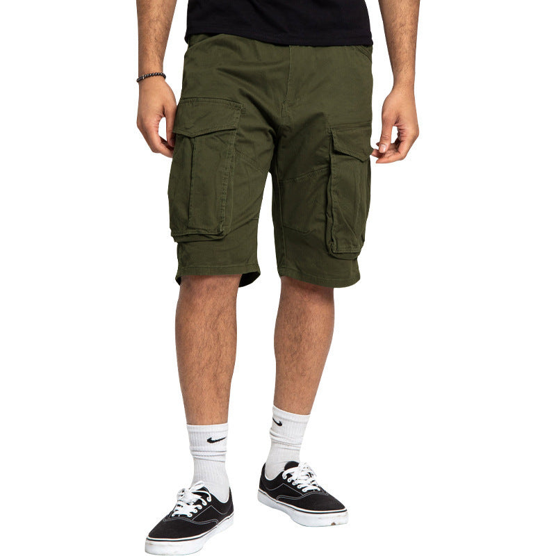 Men's cargo shorts with large flap pockets, straight leg, and loose knee length StylebySassy