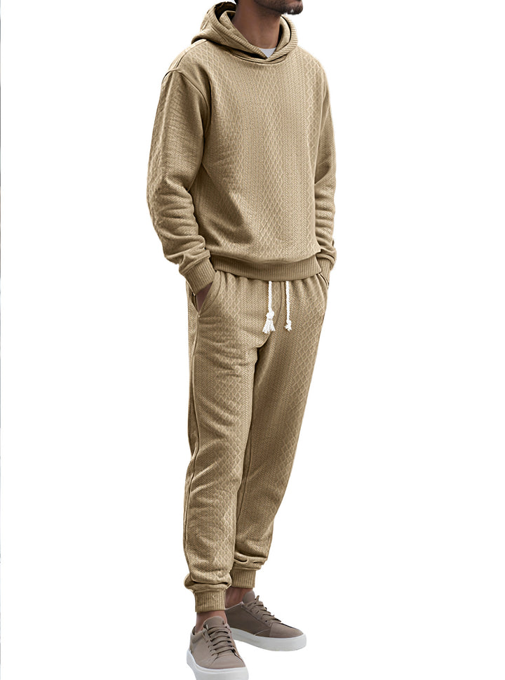 Men's structured velour tracksuit with hoodie and drawstring pants StylebySassy