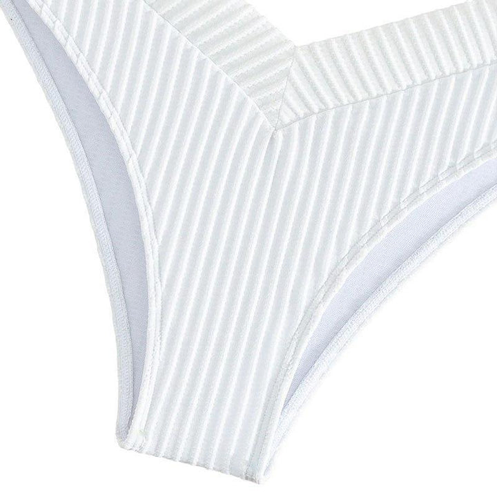 Women's bikini briefs with fashionable V-neckline and sophisticated stripe pattern StylebySassy