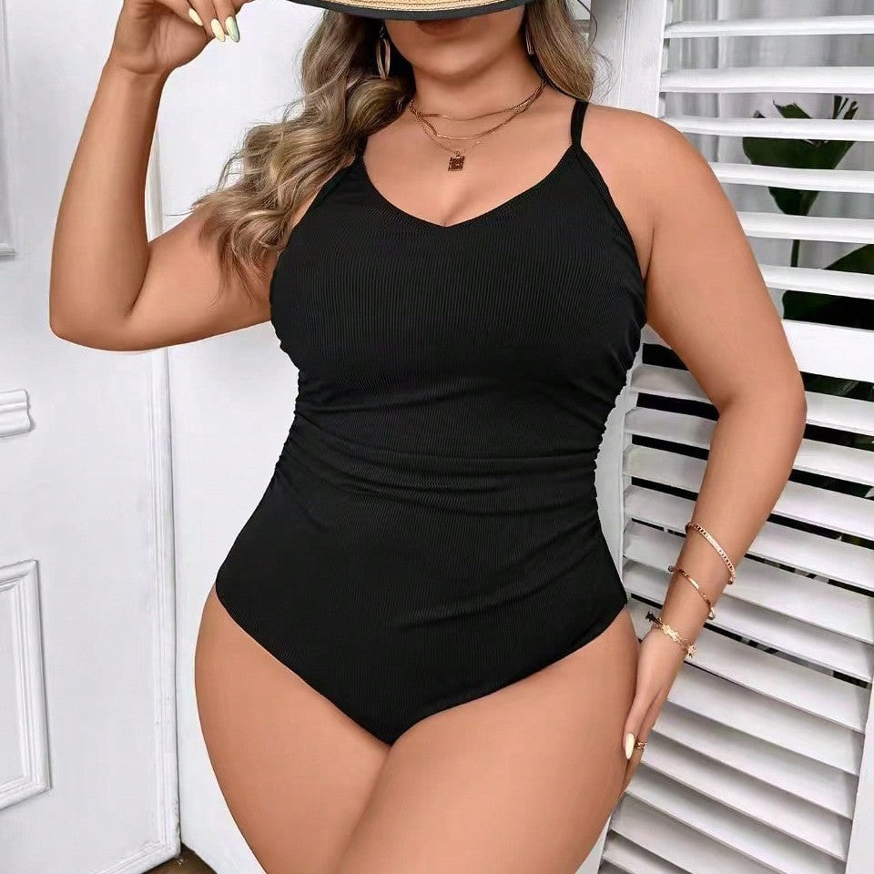 Women's One-Piece Swimsuit with Refined Ribbed Pattern StylebySassy