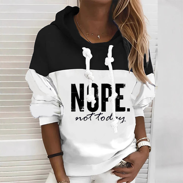 Women's sporty-urban hoodie with statement print, distinctive drawstrings and balloon sleeves StylebySassy
