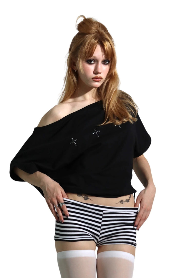 Women Oversized Shirt with Glittering Graphic Element StylebySassy