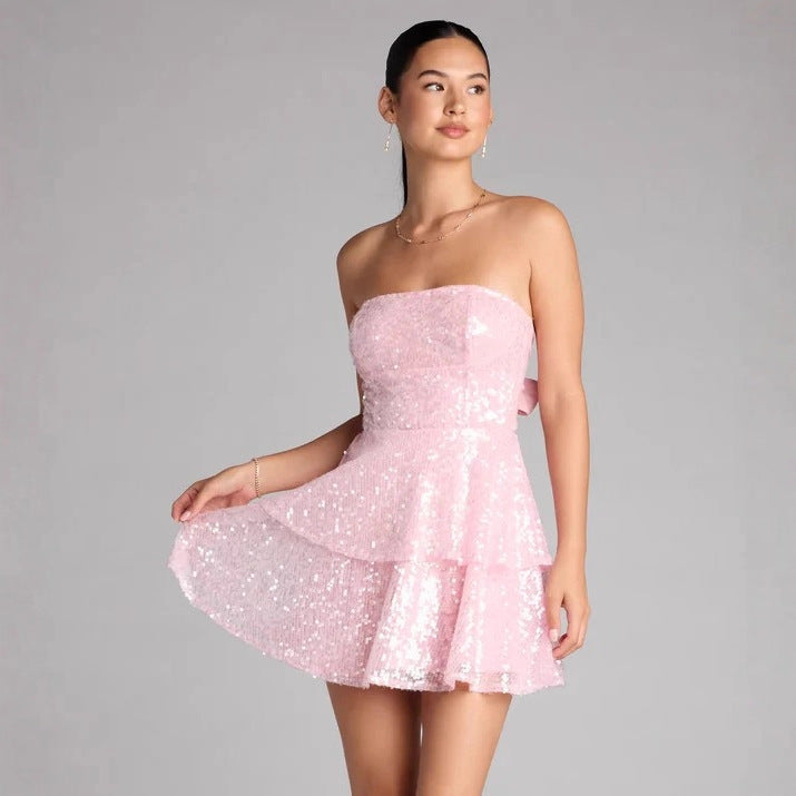 Women's Glamorous Rhinestone Mini Dress StylebySassy