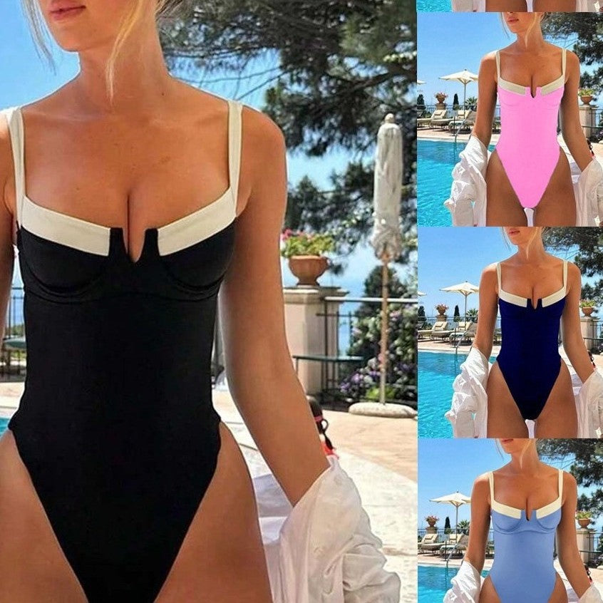 Women One-Piece Swimwear with Elegant Contrast Details StylebySassy