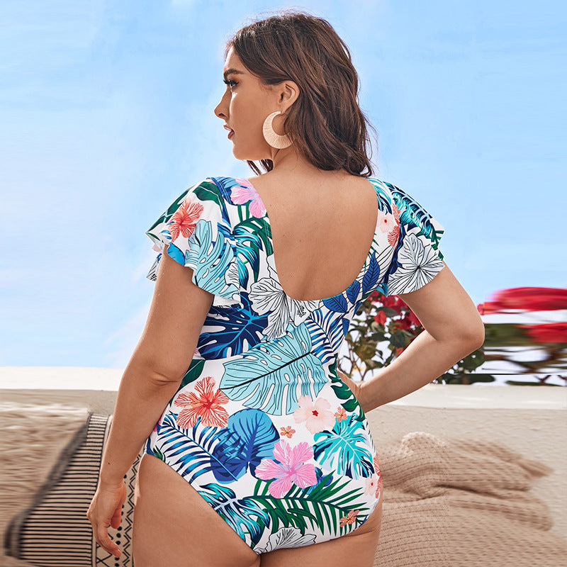 Women Elegant Swimsuit with Floral Ruffle Details StylebySassy
