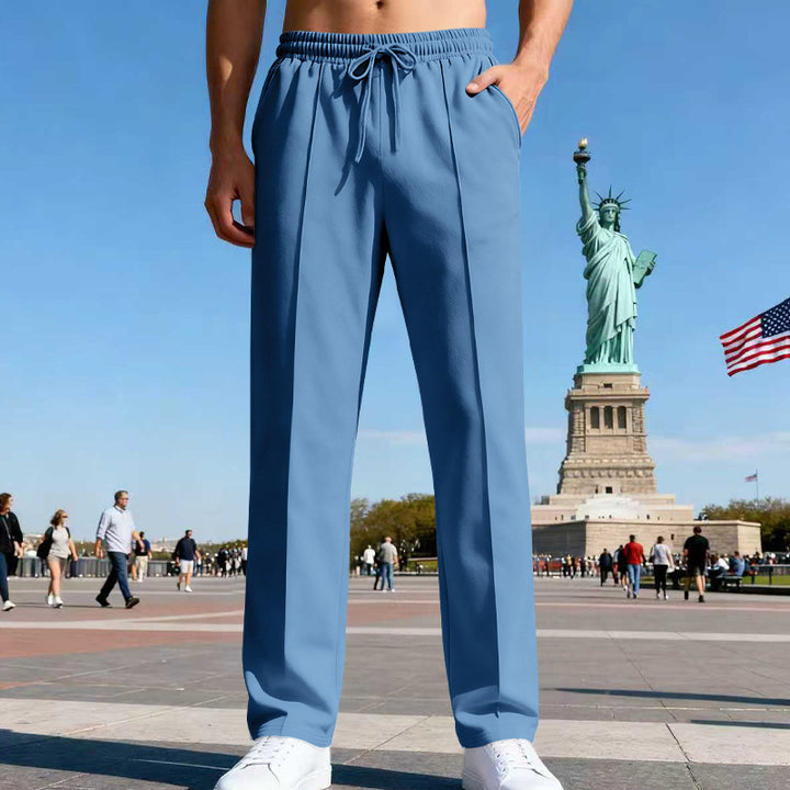 Men's elegant sweatpants with crease straight leg and drawstring StylebySassy