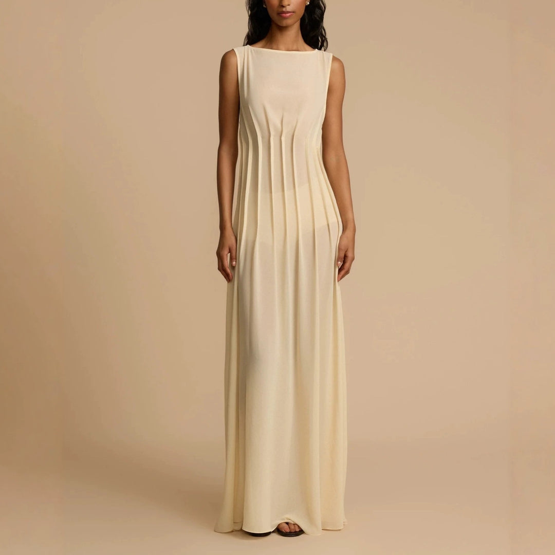 Ladies Long Evening Dress with Refined Pleats
