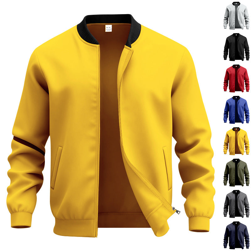 Men's lightweight bomber-style blouson with partially concealed zipper, ribbed cuffs, and side pockets StylebySassy