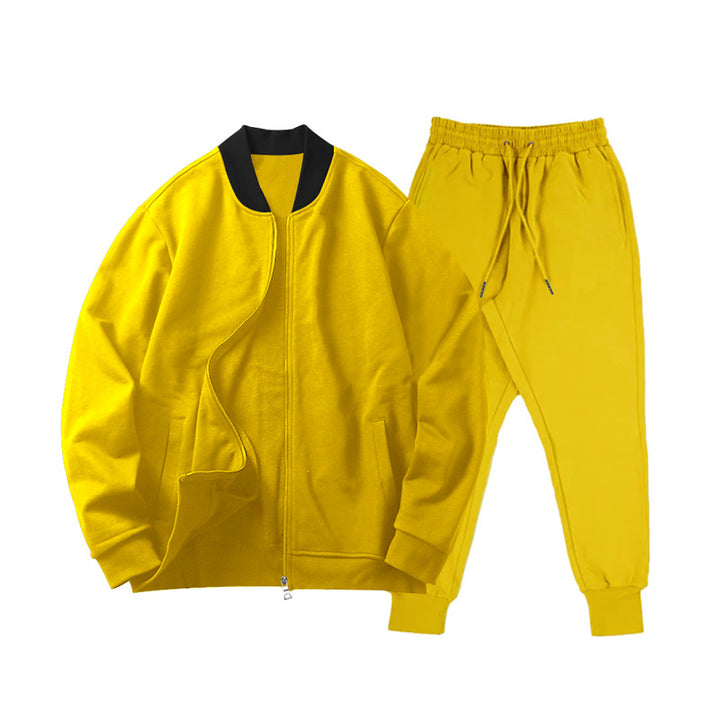 Men's casually cut sweat set with zip bomber jacket and tapered jogging pants made of soft cotton fleece StylebySassy