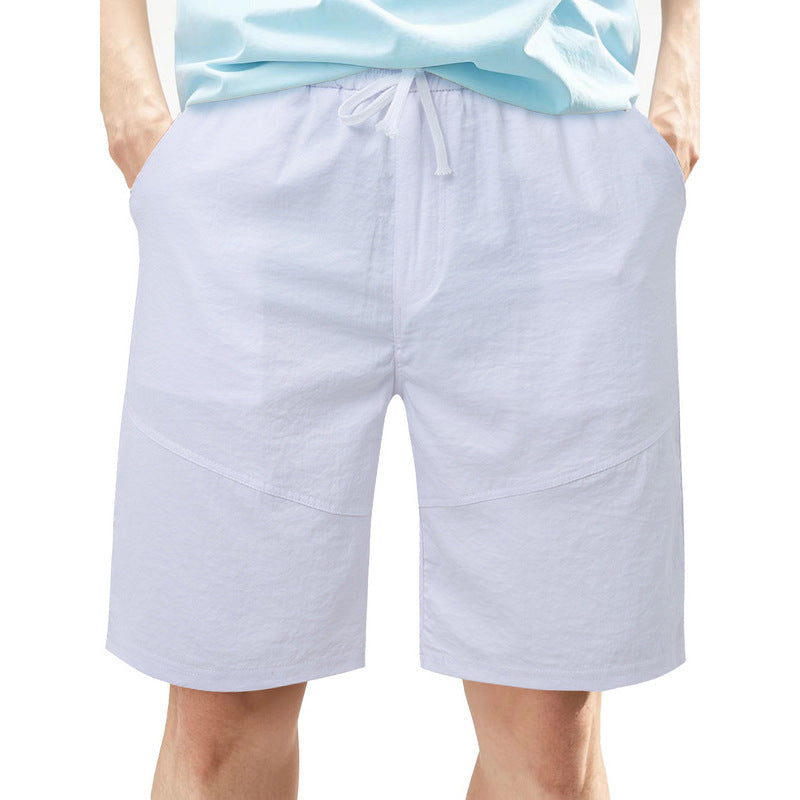 Men's knee-length linen blend shorts with elastic drawstring waistband and side pockets StylebySassy