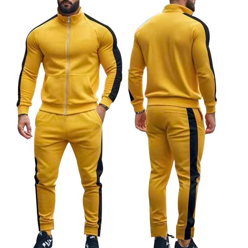 Men's narrow-cut two-piece with stand-up collar zip jacket and tapered drawstring pants StylebySassy