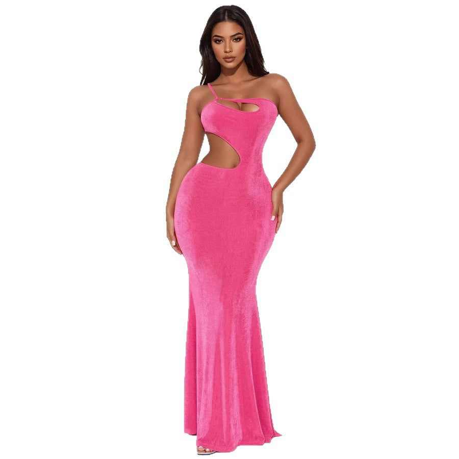 Women's fitted maxi dress with deep neckline and cut-out details StylebySassy