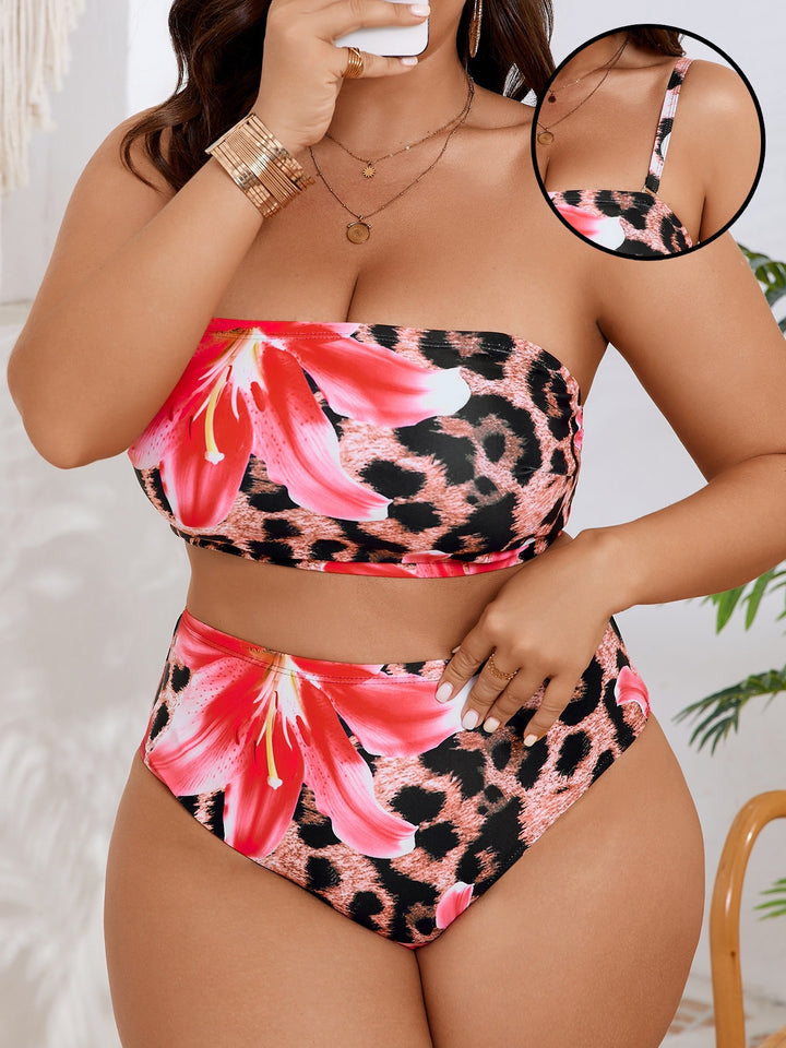 Ladies bandeau bikini with floral and animal pattern StylebySassy