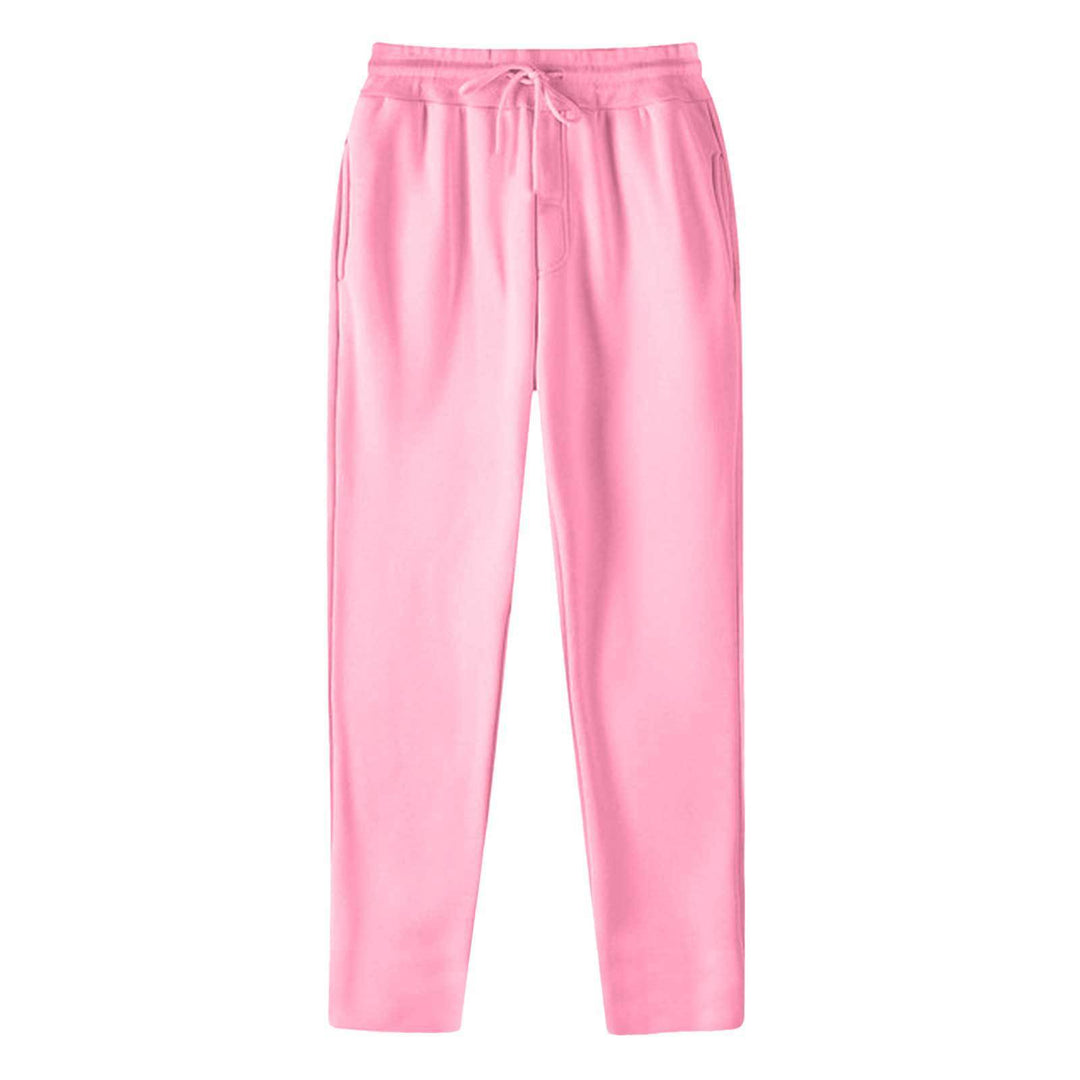 Men's straight-cut sweatpants made of mottled cotton blend with elastic waistband, drawstring, and side pockets StylebySassy