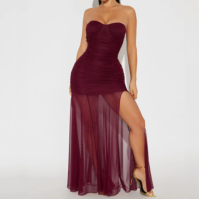 Women Elegant Off-Shoulder Maxi Dress with Ruffle Details StylebySassy