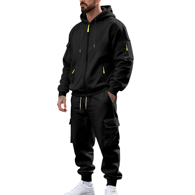 Men's nano urban functional cargo sweat set with hoodie, zippered pockets, and tapered cargo jogger StylebySassy