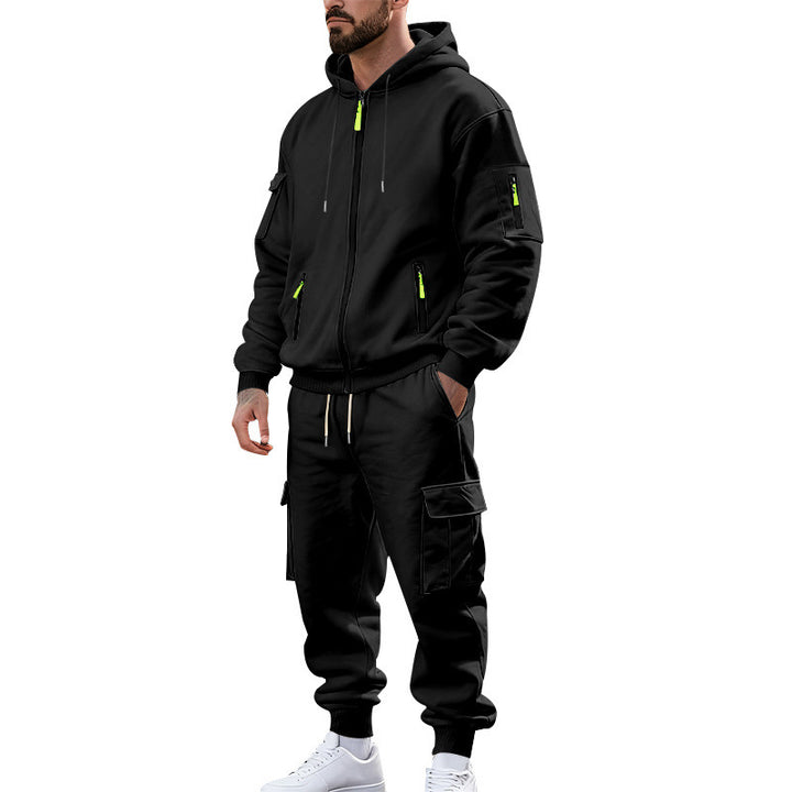 Men's nano urban functional cargo sweat set with hoodie, zippered pockets, and tapered cargo jogger StylebySassy