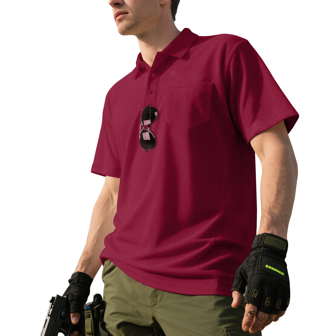 Men's functional short-sleeve polo shirt with breast pocket, integrated pen loop and micro-perforated ventilation StylebySassy