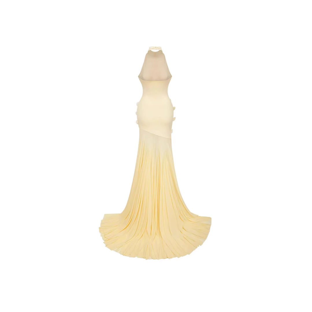 Women Elegant Maxi Dress with Flowing Draping