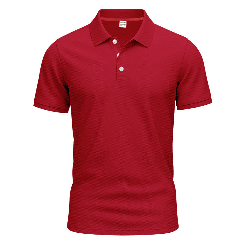 Men's polo collar shirt with slim fit, breathable mesh structure, and flat two-button placket StylebySassy