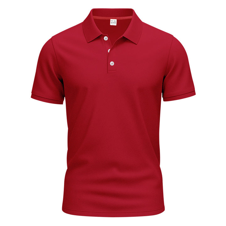 Men's polo collar shirt with slim fit, breathable mesh structure, and flat two-button placket StylebySassy