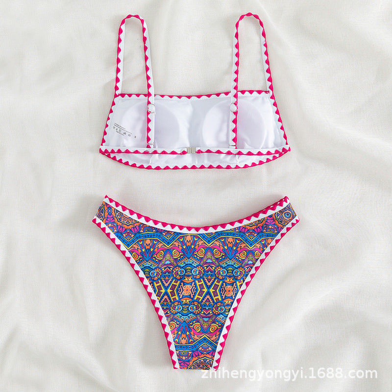 Women's bandeau bikini with trendy ethnic pattern StylebySassy