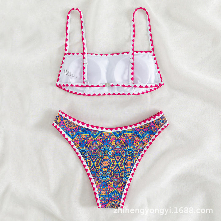 Women's bandeau bikini with trendy ethnic pattern StylebySassy