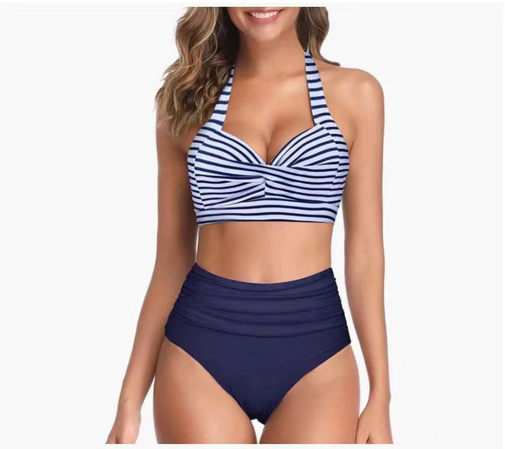 Women's High-Waisted Bikini Set with Elegant Top and Floral Design StylebySassy
