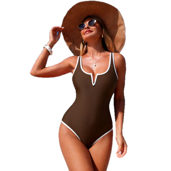 Women's sporty one-piece swimsuit with deep V-neck StylebySassy