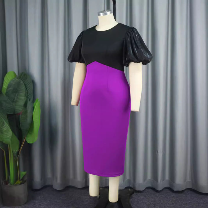 Women's Fitted Dress with Voluminous Puff Sleeves StylebySassy